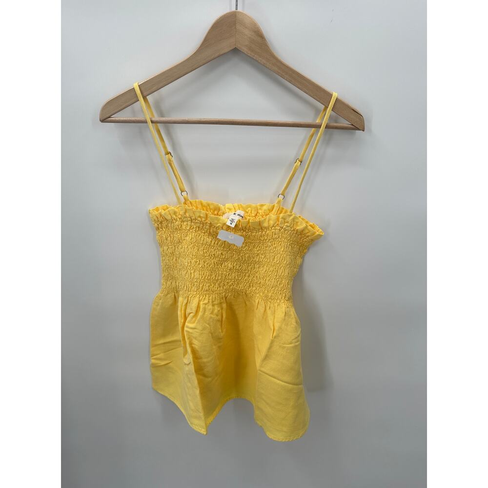 EVEREVE Cloth & Stone NWT Smocked Linen Tank in Yellow // XS - Picture 3 of 12